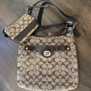 Coach crossbody bag and matching wristlet